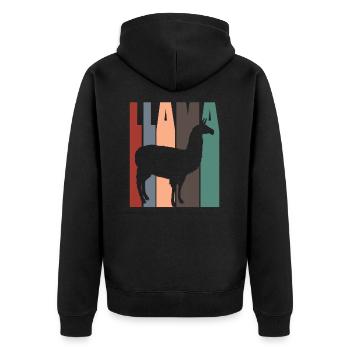 Llama Alpaca Rétro Drôle d’animaux - Veste à capuche bio Premium Unisexe - noir - Dos - Nico (187cm)