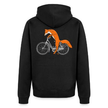 Fuchs Fahrrad Radl witzig Geschenk - Unisex Premium Bio Zip Hoodie - Schwarz - Hinten - Nico (187cm)