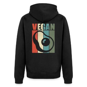 Veganer Veganerin Vegan - Unisex Premium Bio Zip Hoodie - Schwarz - Hinten - Nico (187cm)