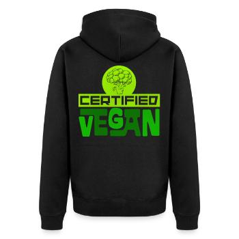Veganer Vegan Veganerin - Unisex Premium Bio Zip Hoodie - Schwarz - Hinten - Nico (187cm)
