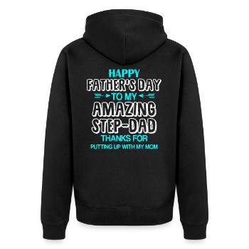 Stiefvater - Unisex Premium Bio Zip Hoodie - Schwarz - Hinten - Nico (187cm)