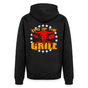 Grillkönig - Unisex Premium Organic Zip Hoodie - black - Back - Nico (187cm)
