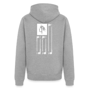 Canne à pêche crochet - Veste à capuche bio Premium Unisexe - gris chiné - Dos - Nico (187cm)