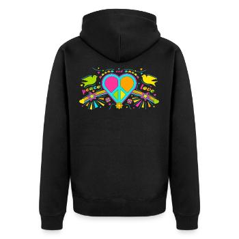 Hippie Festival - Unisex Premium Bio Zip Hoodie - Schwarz - Hinten - Nico (187cm)