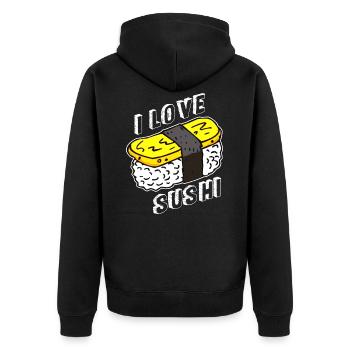 J'adore les sushis - Veste à capuche bio Premium Unisexe - noir - Dos - Nico (187cm)