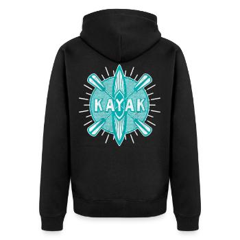 Kayak - Unisex Premium Bio Zip Hoodie - Schwarz - Hinten - Nico (187cm)