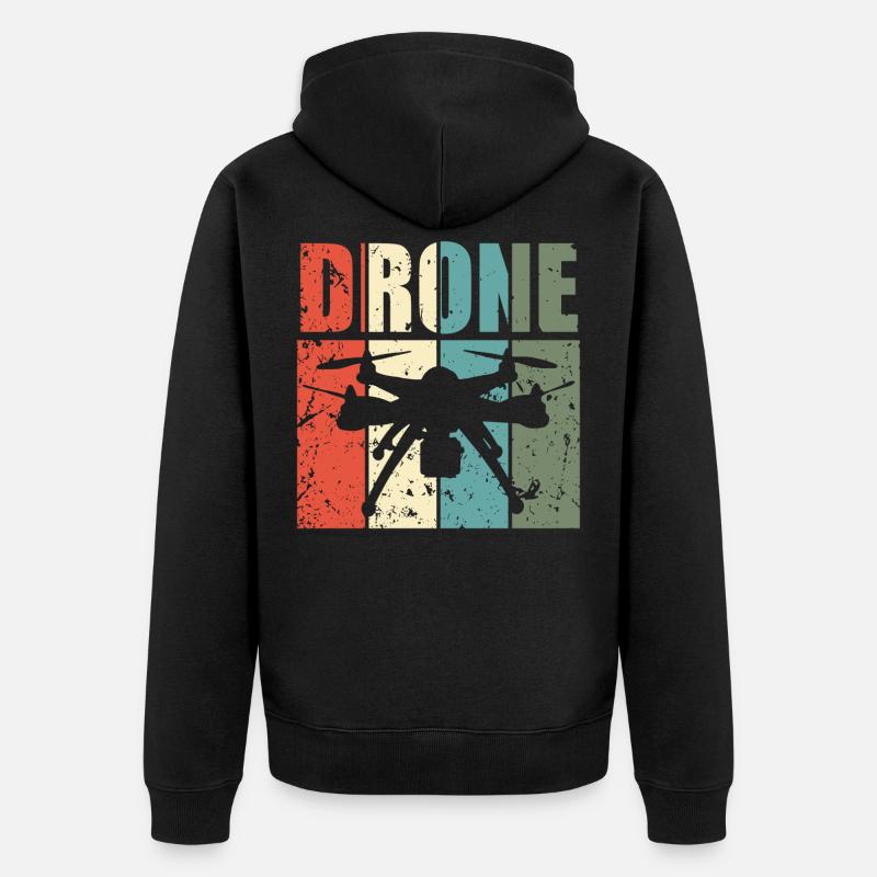 Drone Drohne Dronenpilot Quadrocopter - Unisex Premium Bio Zip Hoodie - Schwarz