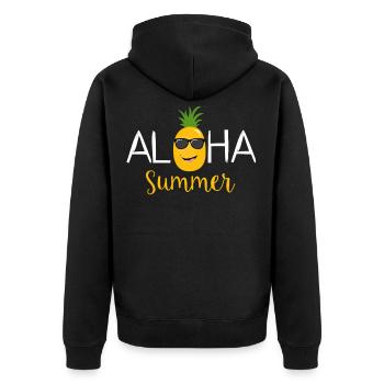 Aloha Summer, Hawaii, Pineapple, Pineapple - Unisex Premium Organic Zip Hoodie - black - Back - Nico (187cm)