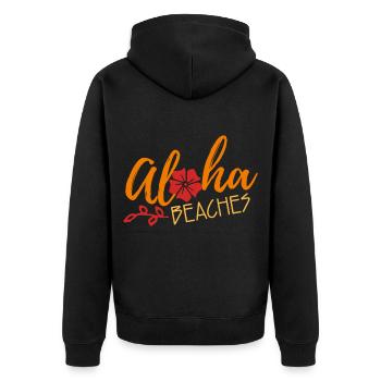 Aloha - Unisex Premium Organic Zip Hoodie - black - Back - Nico (187cm)
