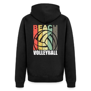 Beach Volleyball Beach Palms Holiday Sea - Unisex Premium Organic Zip Hoodie - black - Back - Nico (187cm)