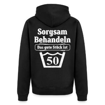 50. Geburtstag 50 Jahre Jubiläum Spruch Geschenk - Unisex Premium Bio Zip Hoodie - Schwarz - Hinten - Nico (187cm)