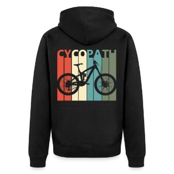 Fahrrad Rad Radeln Mountainbike Mountainbiker - Unisex Premium Bio Zip Hoodie - Schwarz - Hinten - Nico (187cm)