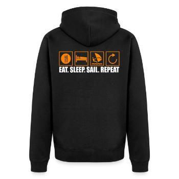 Segeln Segelsport Segelschiff Segelboot - Unisex Premium Bio Zip Hoodie - Schwarz - Hinten - Nico (187cm)