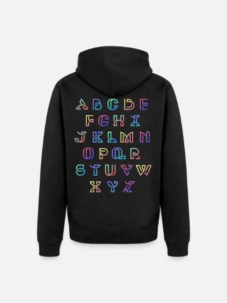 Bunte ABCLimitierte Edition - Unisex Premium Bio Zip Hoodie - Schwarz