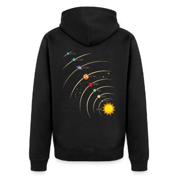 Les planètes dans notre système solaire. Terre, soleil, mars - Veste à capuche bio Premium Unisexe - noir - Dos - Nico (187cm)