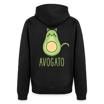 Süße lustige Avocado Katze Kawaii Avogato Cinco De - Unisex Premium Bio Zip Hoodie - Schwarz - Hinten - Nico (187cm)