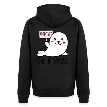 Mignon drôle de sceau d’approbation - Kawaii Animal - Veste à capuche bio Premium Unisexe - noir - Dos - Nico (187cm)