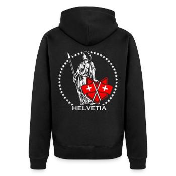 1291 Schweiz Schweizer Flagge Helvetia Geschenk - Unisex Premium Bio Zip Hoodie - Schwarz - Hinten - Nico (187cm)