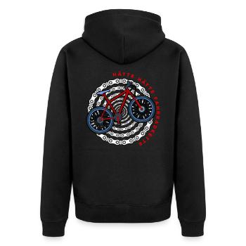 Hätte hätte Fahrradkette lustiger Fahrrad Spruch - Unisex Premium Bio Zip Hoodie - Schwarz - Hinten - Nico (187cm)