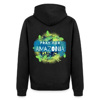 Pray for Amazonas Save Amazonia Lungs of the Earth - Unisex Premium Bio Zip Hoodie - Schwarz - Hinten - Nico (187cm)
