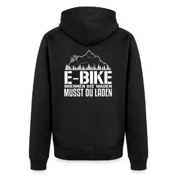 EBike funny bicycle I cyclist pensioner saying - Unisex Premium Organic Zip Hoodie - black - Back - Nico (187cm)