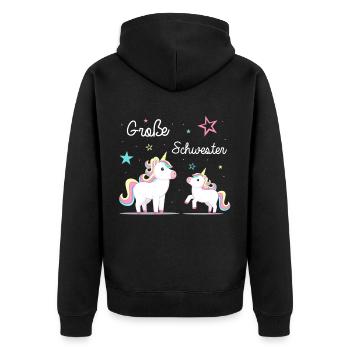 Große Schwester, Süsse Elefanten Geschwister - Unisex Premium Bio Zip Hoodie - Schwarz - Hinten - Nico (187cm)