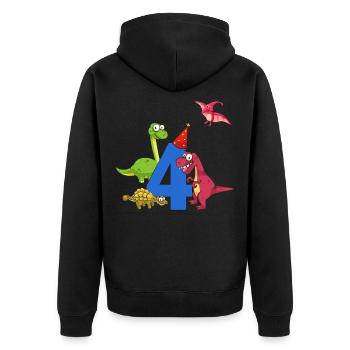 Anniversaire enfants 4 ans avec chapeaux de fête Dinos - Veste à capuche bio Premium Unisexe - noir - Dos - Nico (187cm)
