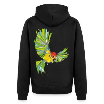 Lovebird - Unisex Premium Organic Zip Hoodie - black - Back - Nico (187cm)