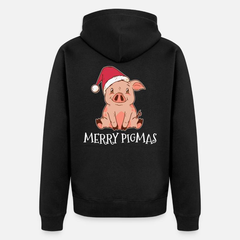 Cochon noël - Veste à capuche bio Premium Unisexe - noir