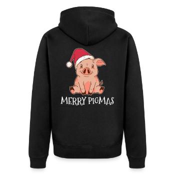 Schwein Weihnachten lustige Tiere Geschenk Bauer - Unisex Premium Bio Zip Hoodie - Schwarz - Hinten - Nico (187cm)