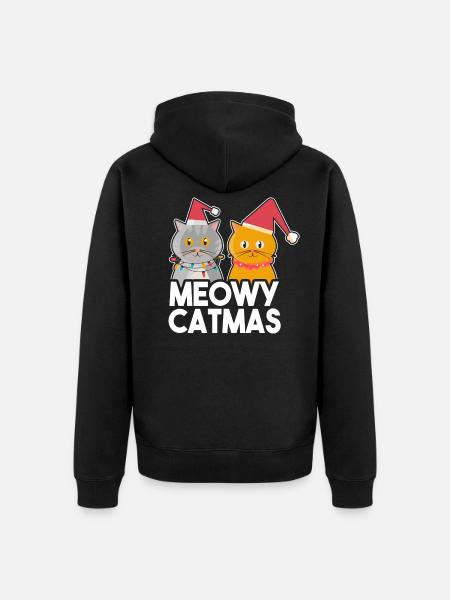 Chat de noel - Veste à capuche bio Premium Unisexe - noir