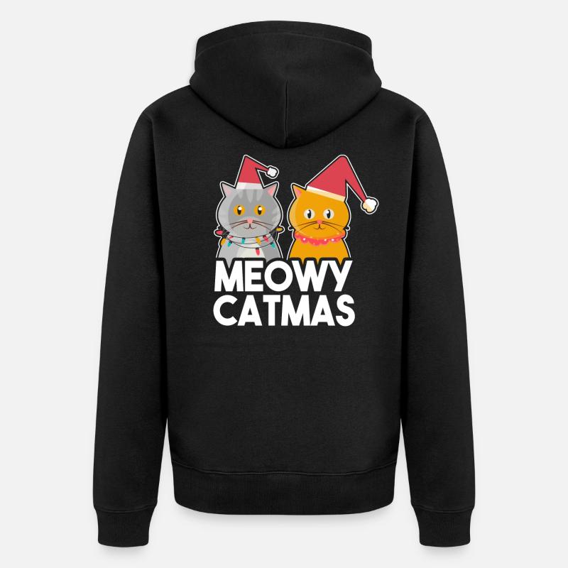 Chat de noel - Veste à capuche bio Premium Unisexe - noir