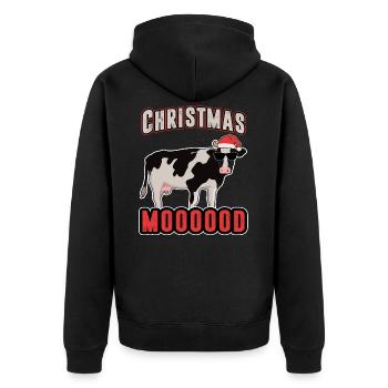 Lustige Weihnachten Weihnachtsgeschenk Kuh Tiere - Unisex Premium Bio Zip Hoodie - Schwarz - Hinten - Nico (187cm)