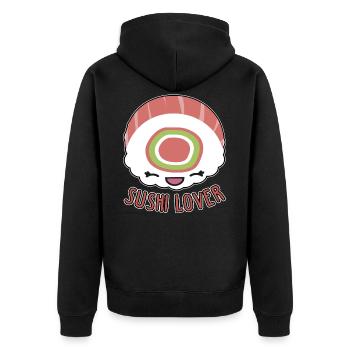 Sushi - Unisex Premium Bio Zip Hoodie - Schwarz - Hinten - Nico (187cm)