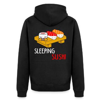 Sushi - Unisex Premium Bio Zip Hoodie - Schwarz - Hinten - Nico (187cm)