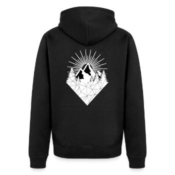 Berge Natur - Unisex Premium Bio Zip Hoodie - Schwarz - Hinten - Nico (187cm)