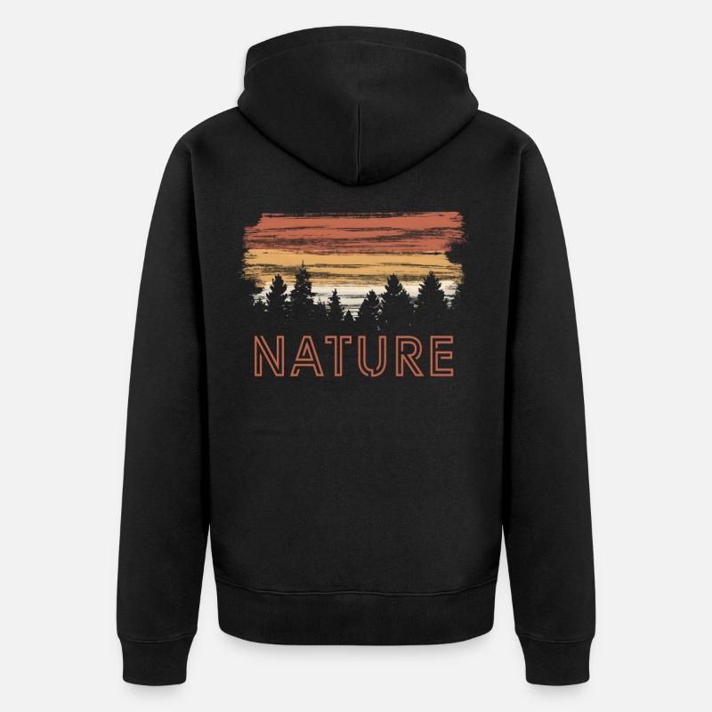 Retro Natur - Unisex Premium Bio Zip Hoodie - Schwarz