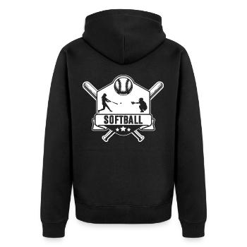 Softball - Unisex Premium Bio Zip Hoodie - Schwarz - Hinten - Nico (187cm)