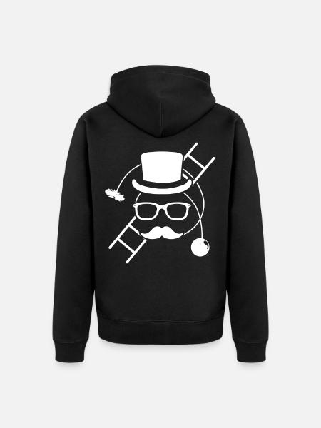 Schornsteinfeger mit Rußbesen und Leiter - Unisex Premium Bio Zip Hoodie - Schwarz