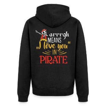 Dabbing Pirat Piraterie Piratenkopf Piratenschädel - Unisex Premium Bio Zip Hoodie - Schwarz - Hinten - Nico (187cm)