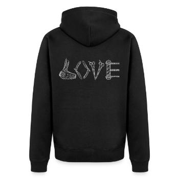 Friseur Friseurin - Unisex Premium Bio Zip Hoodie - Schwarz - Hinten - Nico (187cm)