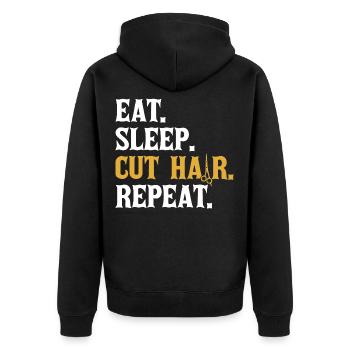 hair stylist - Unisex Premium Organic Zip Hoodie - black - Back - Nico (187cm)