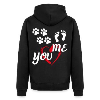 toi et moi, pattes de chien, empreinte de l'amour des animaux - Veste à capuche bio Premium Unisexe - noir - Dos - Nico (187cm)