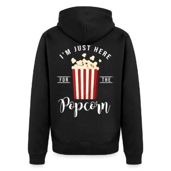 I am just here for the popcorn, just for popcorn - Unisex Premium Organic Zip Hoodie - black - Back - Nico (187cm)
