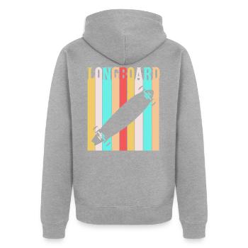 Longboard - Unisex Premium Bio Zip Hoodie - Grau meliert - Hinten - Nico (187cm)