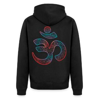 7 Chakren zur Buddhistischen Körperheilung, Yoga - Unisex Premium Bio Zip Hoodie - Schwarz - Hinten - Nico (187cm)