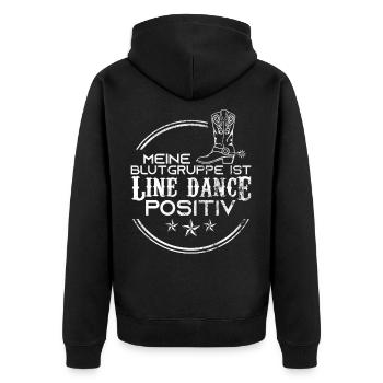 Blutgruppe Line Dance Positiv Spruch Geschenk - Unisex Premium Bio Zip Hoodie - Schwarz - Hinten - Nico (187cm)