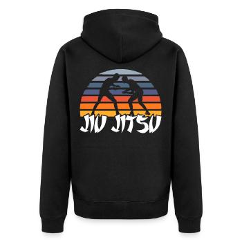 Jiu Jitsu BJJ - Unisex Premium Organic Zip Hoodie - black - Back - Nico (187cm)