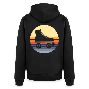 Retro Roller Inliner Girl Inline Skates Skate - Unisex Premium Bio Zip Hoodie - Schwarz - Hinten - Nico (187cm)