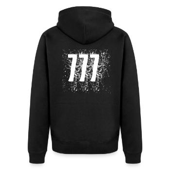 777 Number of God's perfection - Unisex Premium Organic Zip Hoodie - black - Back - Nico (187cm)